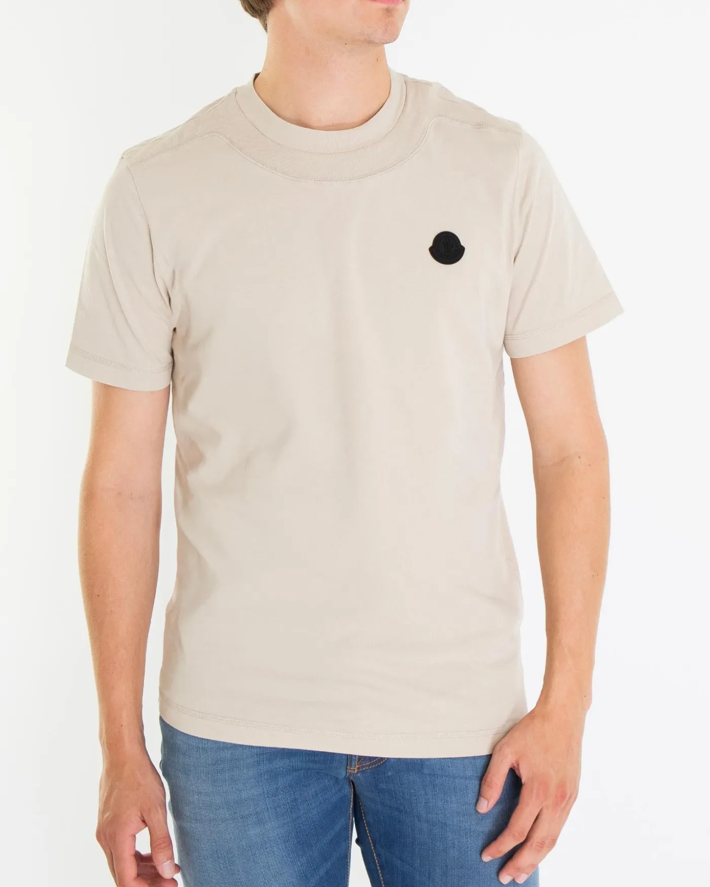 Heren Logopatch T-Shirt Beige