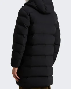 Heren Matt Stretch Long Puffer Zwart