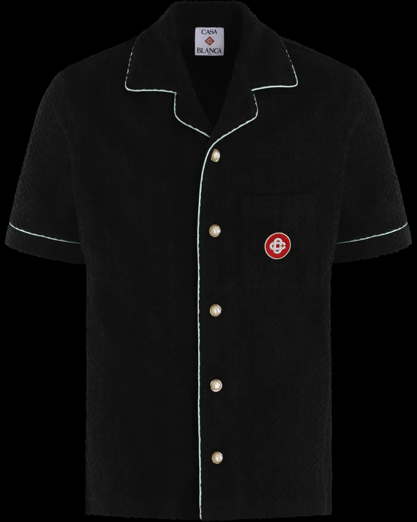 Heren Monogram Towelling Shirt Zwart