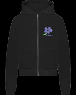 Heren Pixel Flower Zip-Up Zwart