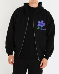 Heren Pixel Flower Zip-Up Zwart