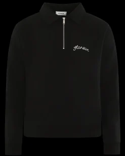 Heren Signature Sweater HalfZip Zwar