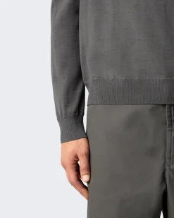 Heren T-Neck Logopatch Sweater Grijs