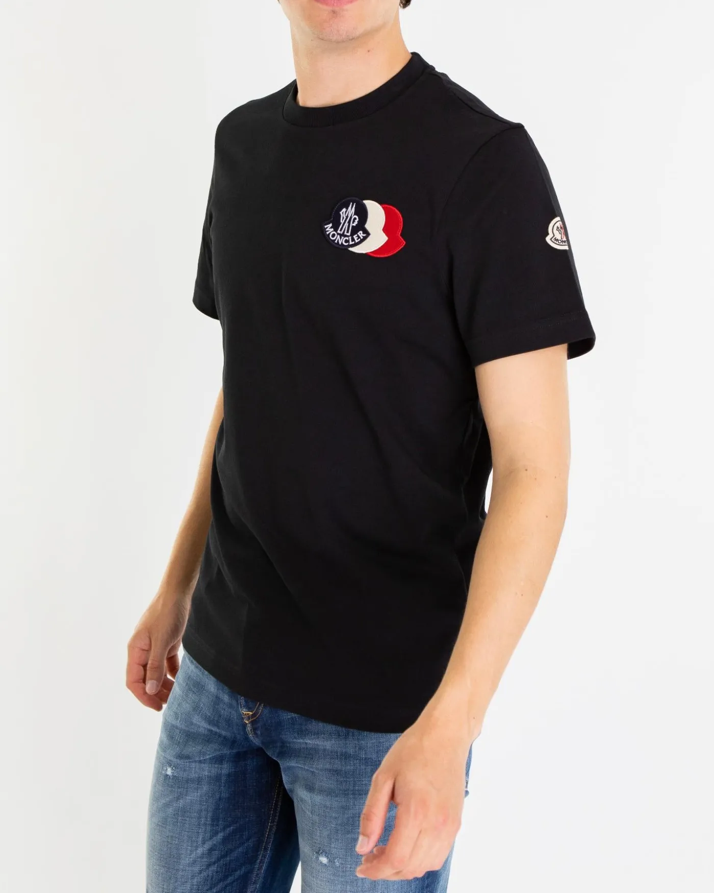 Heren Tricolor Logo T-Shirt Blauw
