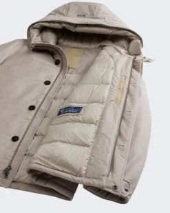 Heren Wool Silk Short Parka Beige