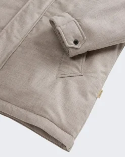 Heren Wool Silk Short Parka Beige
