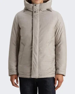 Heren Wool Silk Short Parka Beige