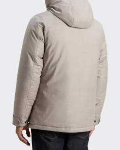 Heren Wool Silk Short Parka Beige