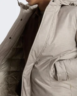 Heren Wool Silk Short Parka Beige