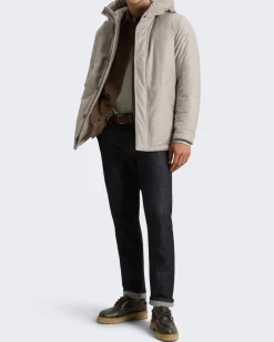 Heren Wool Silk Short Parka Beige